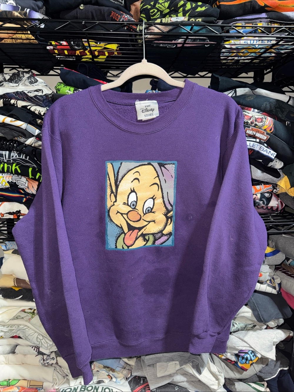 Vintage 90s The Disney Store Dopey Sweatshirt Vtg 1990s Distressed USA Small